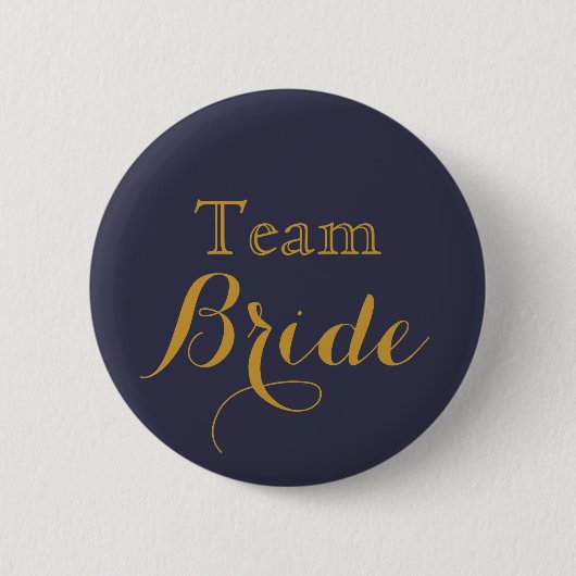 Blue Gold Wedding Team Bride Button (Vorderseite)