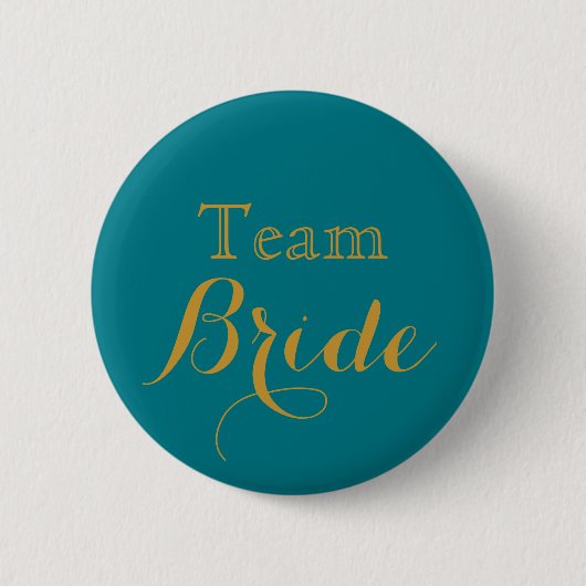 Blue Gold Wedding Team Bride Button (Vorderseite)