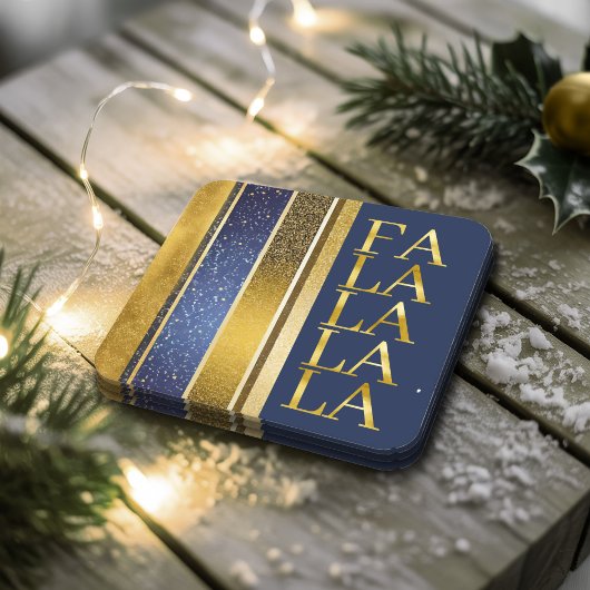 Blue Gold Weihnachten für La La Pattern#27 ID1009 Rechteckiger Pappuntersetzer