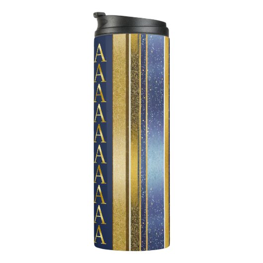 Blue Gold Weihnachten für La La Pattern#27 ID1009 Thermosbecher (Nach rechts gedreht)