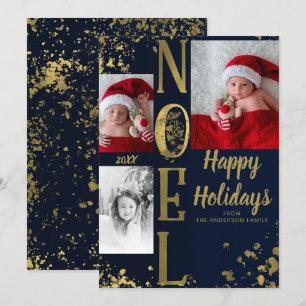 Blue & Gold WEIHNACHTEN Holiday Spritzer Foto Einladung