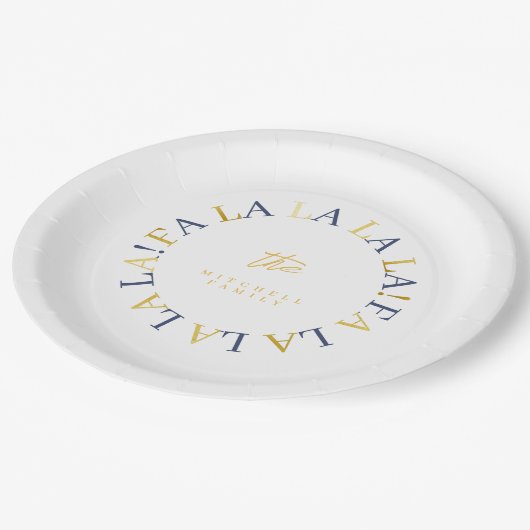 Blue Gold Weihnachten La-ID1009 Pappteller (Schrägansicht)