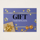 Blue Gold Weihnachtsball Stars Ribbon Geschenkkart (Vorderseite)