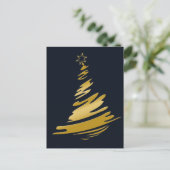 Blue Gold Weihnachtsbaum Feiertagspostkarte (Stehend Vorderseite)