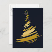 Blue Gold Weihnachtsbaum Feiertagspostkarte (Vorne/Hinten)