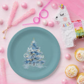 Blue Gold Weihnachtsbaum Pappteller (Party)