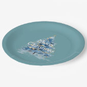 Blue Gold Weihnachtsbaum Pappteller (Schrägansicht)