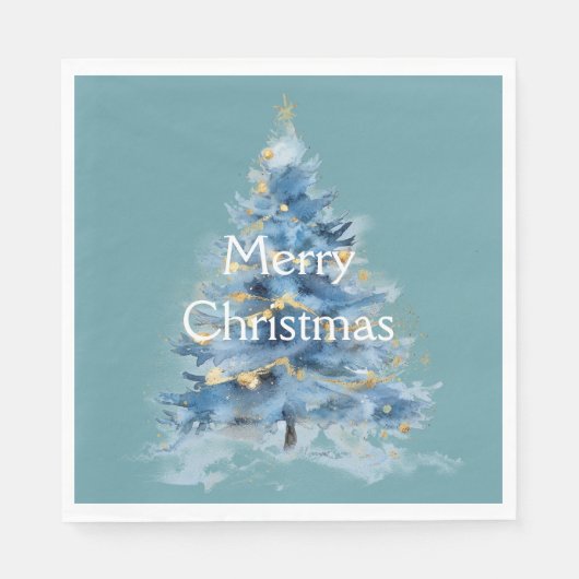 Blue Gold Weihnachtsbaum Serviette (Vorderseite)