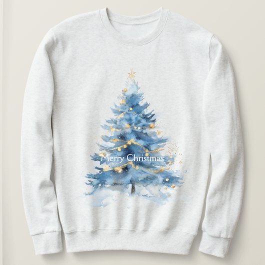 Blue Gold Weihnachtsbaum Sweatshirt (Design vorne)