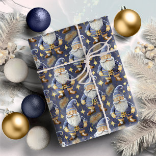 Blue Gold Weihnachtsmuster#11 ID1009 Geschenkpapier