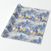 Blue Gold Weihnachtsmuster#14 ID1009 Geschenkpapier (Ungerollt)