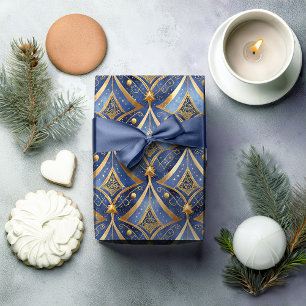 Blue Gold Weihnachtsmuster#15 ID1009 Geschenkpapier