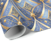 Blue Gold Weihnachtsmuster#15 ID1009 Geschenkpapier (Rolleneckpunkt)