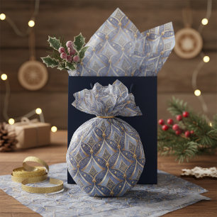 Blue Gold Weihnachtsmuster#15 ID1009 Seidenpapier