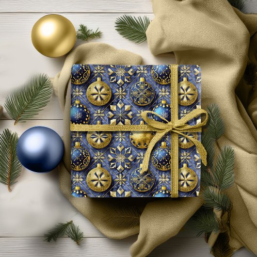 Blue Gold Weihnachtsmuster#20 ID1009 Geschenkpapier