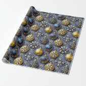 Blue Gold Weihnachtsmuster#20 ID1009 Geschenkpapier (Ungerollt)