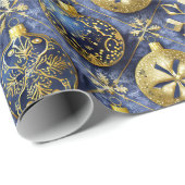 Blue Gold Weihnachtsmuster#20 ID1009 Geschenkpapier (Rolleneckpunkt)