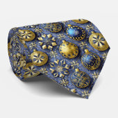 Blue Gold Weihnachtsmuster#20 ID1009 Krawatte (Gerollt)
