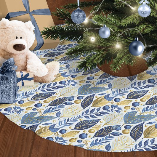 Blue Gold Weihnachtsmuster#21 ID1009 Polyester Weihnachtsbaumdecke