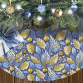 Blue Gold Weihnachtsmuster#22 ID1009 Polyester Weihnachtsbaumdecke