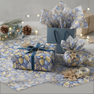 Blue Gold Weihnachtsmuster#22 ID1009 Seidenpapier