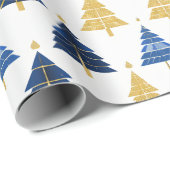 Blue Gold Weihnachtsmuster#24 ID1009 Geschenkpapier (Rolleneckpunkt)