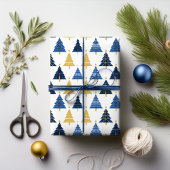 Blue Gold Weihnachtsmuster#24 ID1009 Geschenkpapier