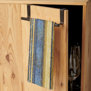 Blue Gold Weihnachtsmuster#28 ID1009 Geschirrtuch