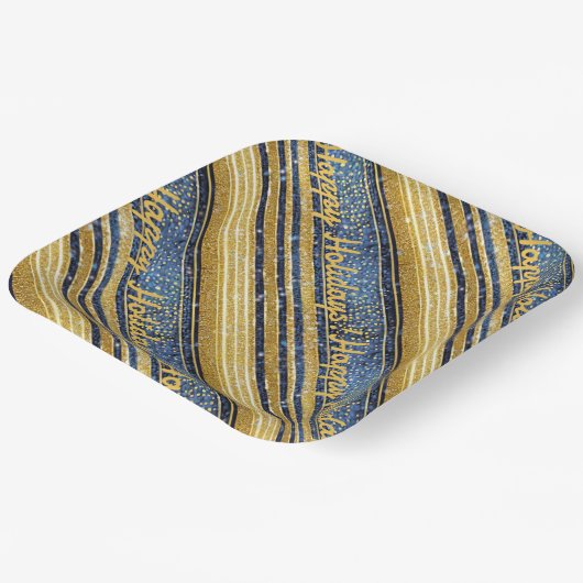 Blue Gold Weihnachtsmuster#28 ID1009 Pappteller (Gewinkelt)