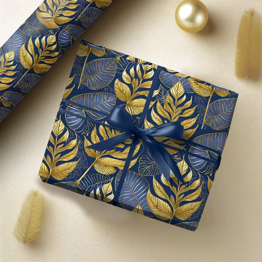 Blue Gold Weihnachtsmuster#29 ID1009 Geschenkpapier