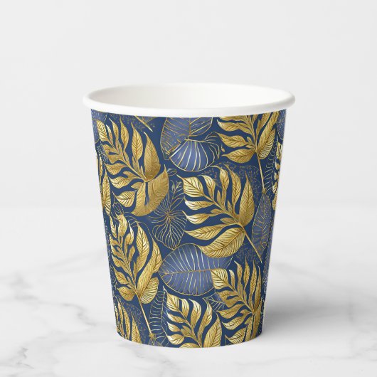 Blue Gold Weihnachtsmuster#29 ID1009 Pappbecher (Rückseite)