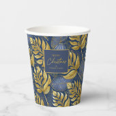 Blue Gold Weihnachtsmuster#29 ID1009 Pappbecher (Vorderseite)