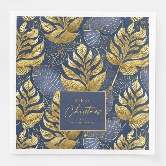 Blue Gold Weihnachtsmuster#29 ID1009 Serviette (Vorderseite)