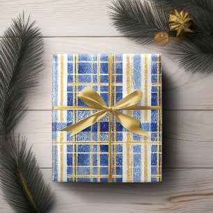 Blue Gold Weihnachtsmuster#2 ID1009 Geschenkpapier