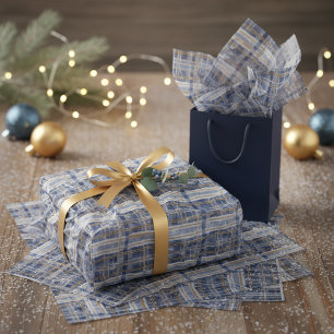 Blue Gold Weihnachtsmuster#2 ID1009 Seidenpapier