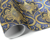 Blue Gold Weihnachtsmuster#30 ID1009 Geschenkpapier (Rolleneckpunkt)