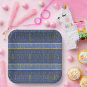 Blue Gold Weihnachtsmuster#34 ID1009 Pappteller (Party)