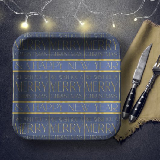 Blue Gold Weihnachtsmuster#34 ID1009 Pappteller