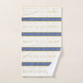 Blue Gold Weihnachtsmuster#35 ID1009 Badhandtuch Set (Handtuch)