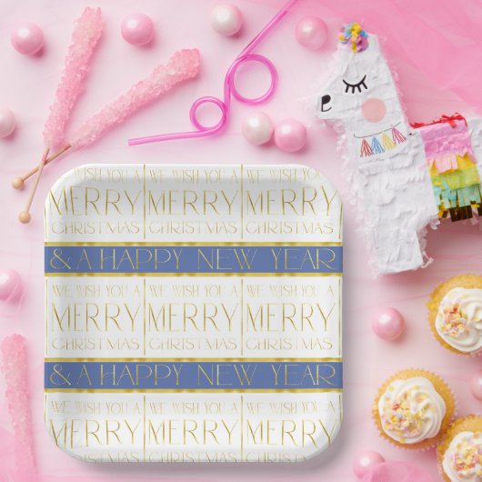 Blue Gold Weihnachtsmuster#35 ID1009 Pappteller (Party)