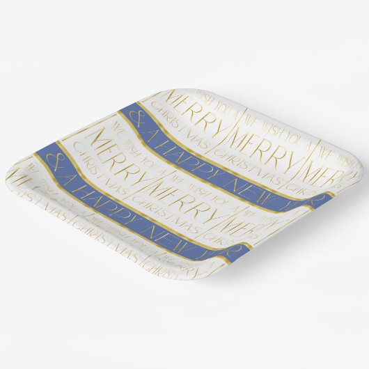 Blue Gold Weihnachtsmuster#35 ID1009 Pappteller (Gewinkelt)