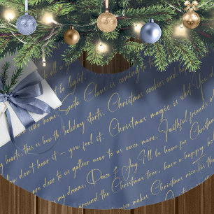 Blue Gold Weihnachtsmuster#36 ID1009 Polyester Weihnachtsbaumdecke