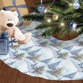 Blue Gold Weihnachtsmuster#4 ID1009 Polyester Weihnachtsbaumdecke