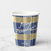 Blue Gold Weihnachtsmuster#7 ID1009 Pappbecher (Rückseite)