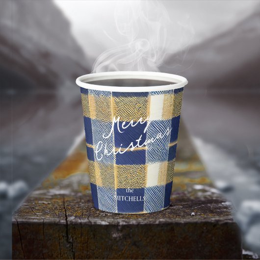 Blue Gold Weihnachtsmuster#7 ID1009 Pappbecher