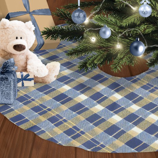 Blue Gold Weihnachtsmuster#7 ID1009 Polyester Weihnachtsbaumdecke