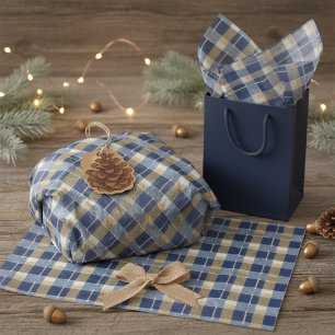 Blue Gold Weihnachtsmuster#7 ID1009 Seidenpapier