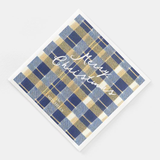 Blue Gold Weihnachtsmuster#7 ID1009 Serviette (Ecke)