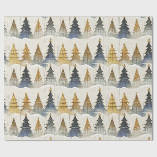 Blue Gold Weihnachtsmuster#9 ID1009 Geschenkpapier (Flach)