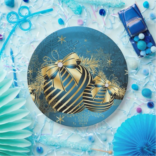 Blue Gold Weihnachtspapierplatte Pappteller (Party)